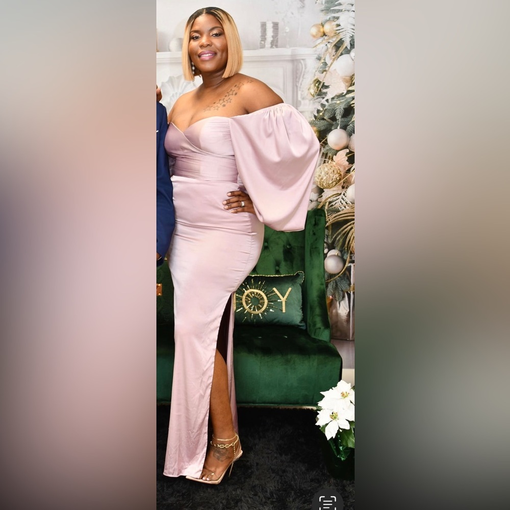Long off shoulder dress